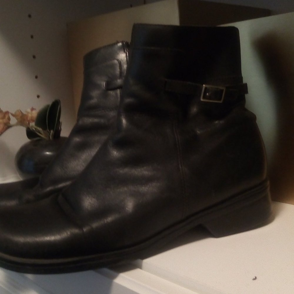 Clarks Black Leather Ankle Boots